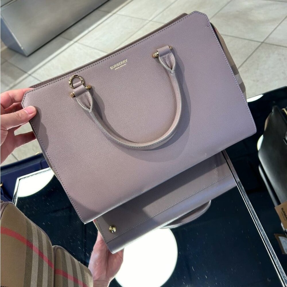 NWT BURBERRY Leather Vintage Check MEDIUM Banwell Bag blush pink - Picture 2 of 3